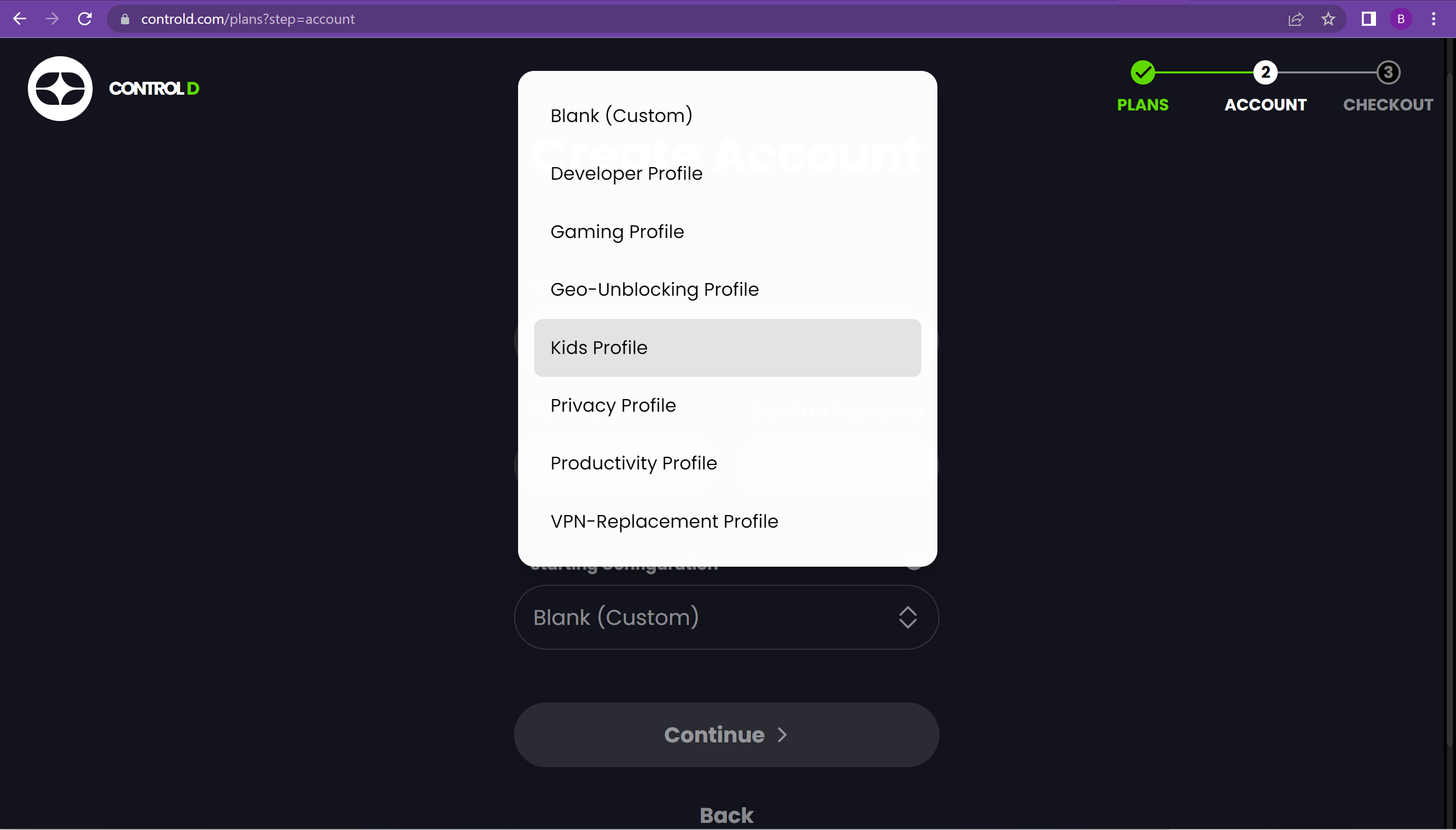 Selecting Kids Profile on setup comes with preset Filters and Services